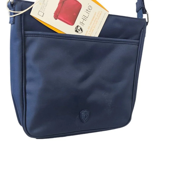 HEYS HiLite Dual Zip Crossbody Travel Bag Navy NWT RFID Shield Tablet Holder - Picture 5 of 5